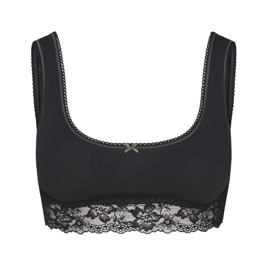 LIGHTWEIGHT COTTON LACE SCOOP BRALETTE | SOOT TONAL