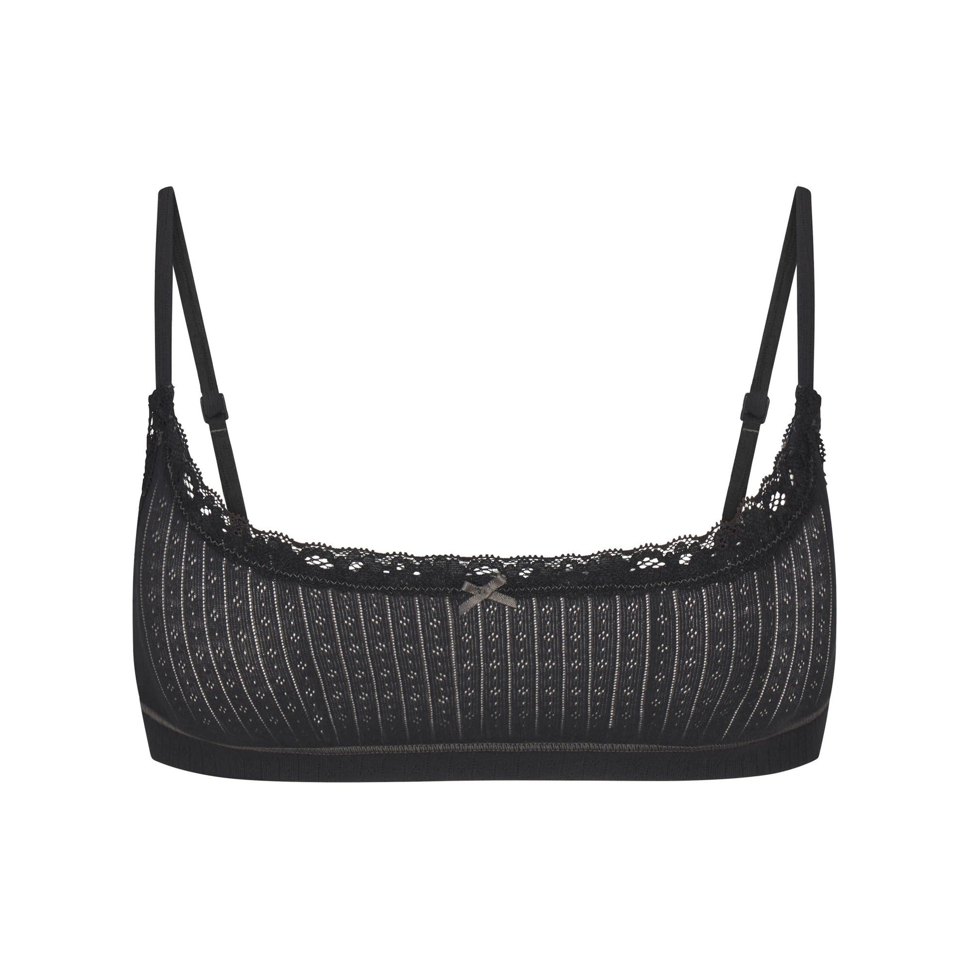 LIGHTWEIGHT COTTON POINTELLE SCOOP BRALETTE | SOOT TONAL