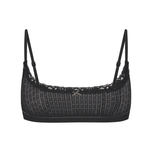 LIGHTWEIGHT COTTON POINTELLE SCOOP BRALETTE | SOOT TONAL