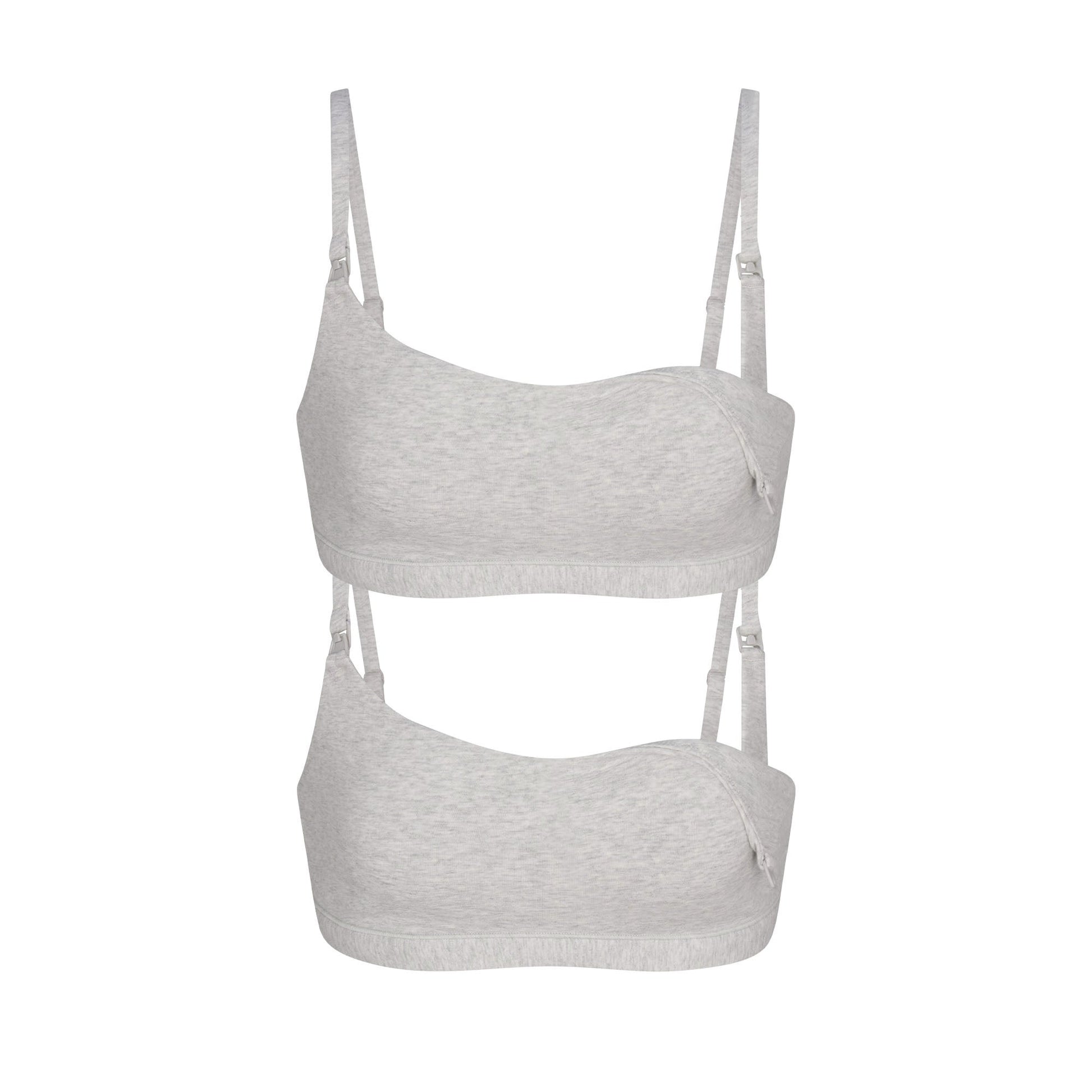 COTTON JERSEY MATERNITY NURSING SCOOP BRALETTE 2-PACK | LIGHT HEATHER GREY