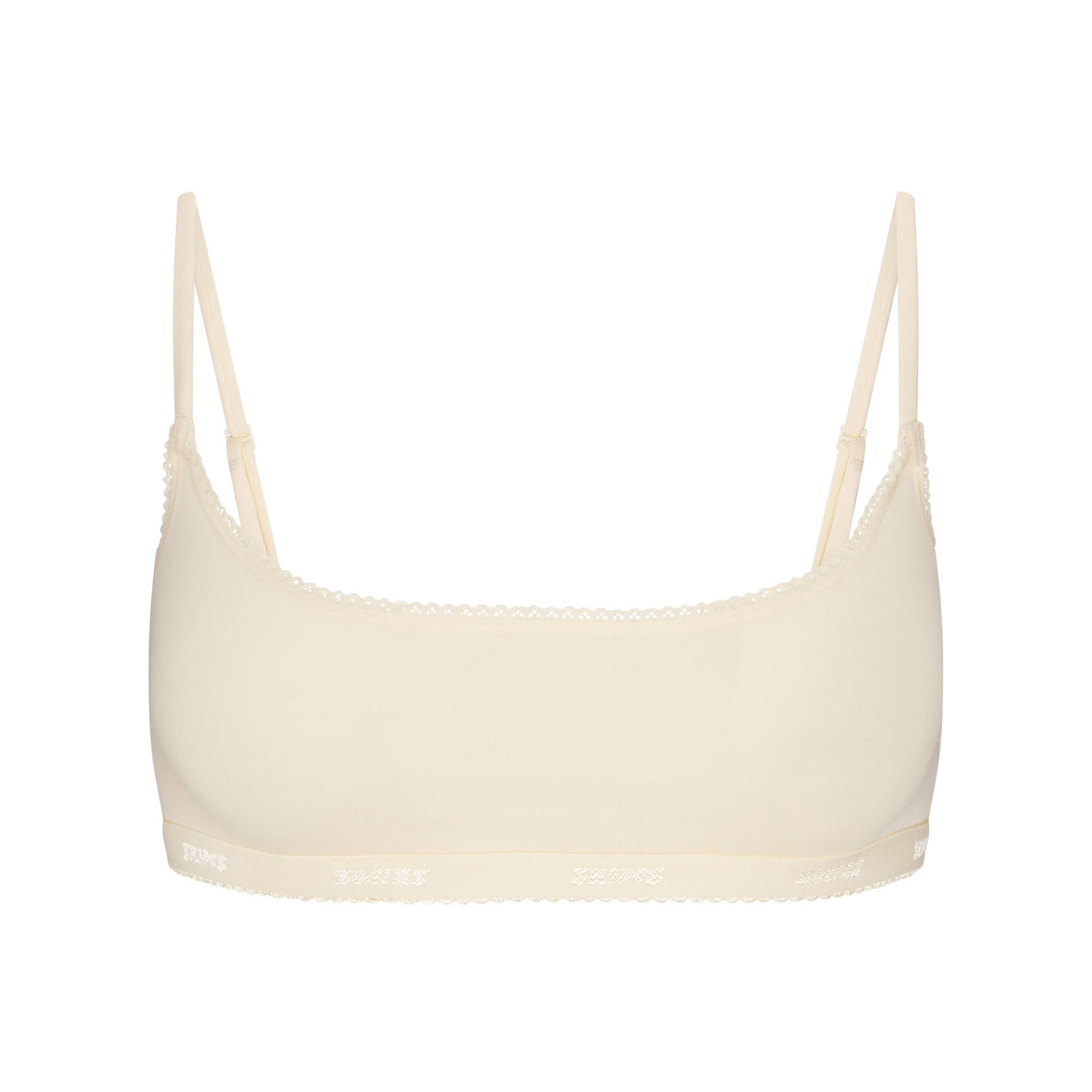 LIGHTWEIGHT COTTON LOGO PICOT SCOOP BRALETTE | BUTTER TONAL