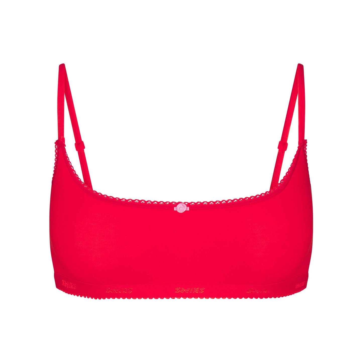 LIGHTWEIGHT COTTON LOGO PICOT SCOOP BRALETTE | RUBY TONAL