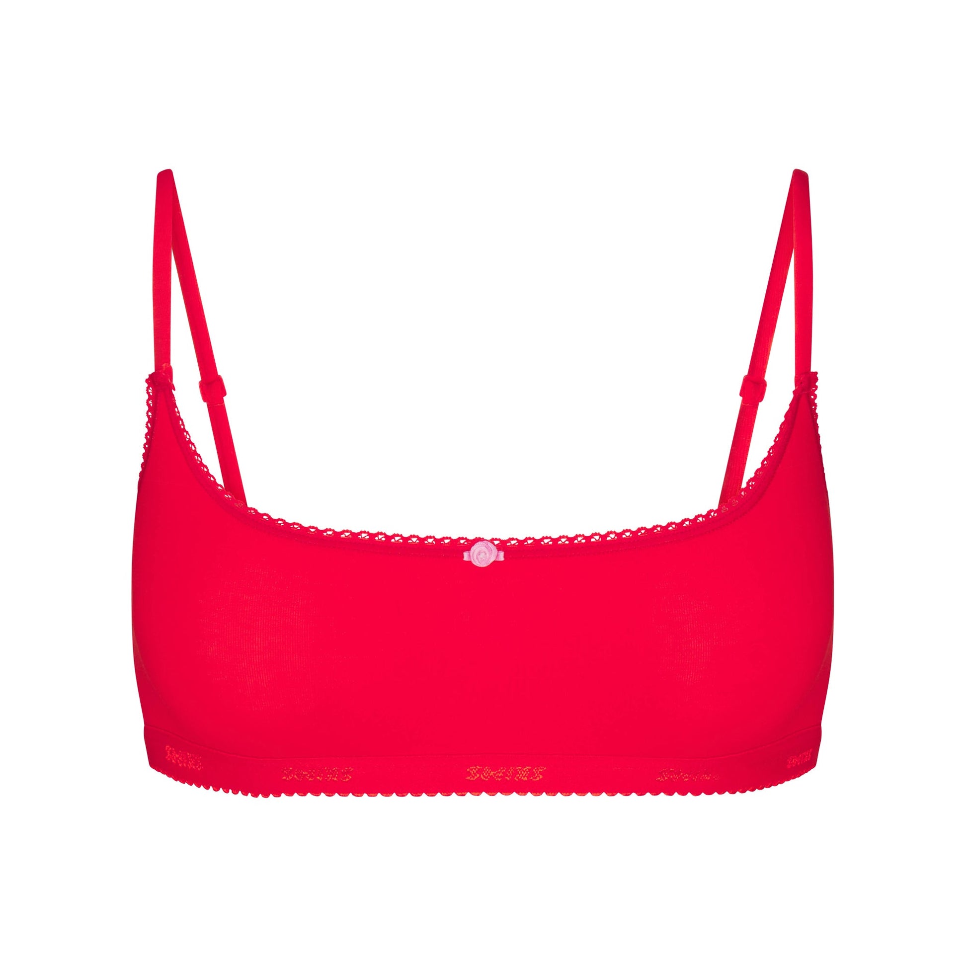 LIGHTWEIGHT COTTON LOGO PICOT SCOOP BRALETTE | RUBY TONAL
