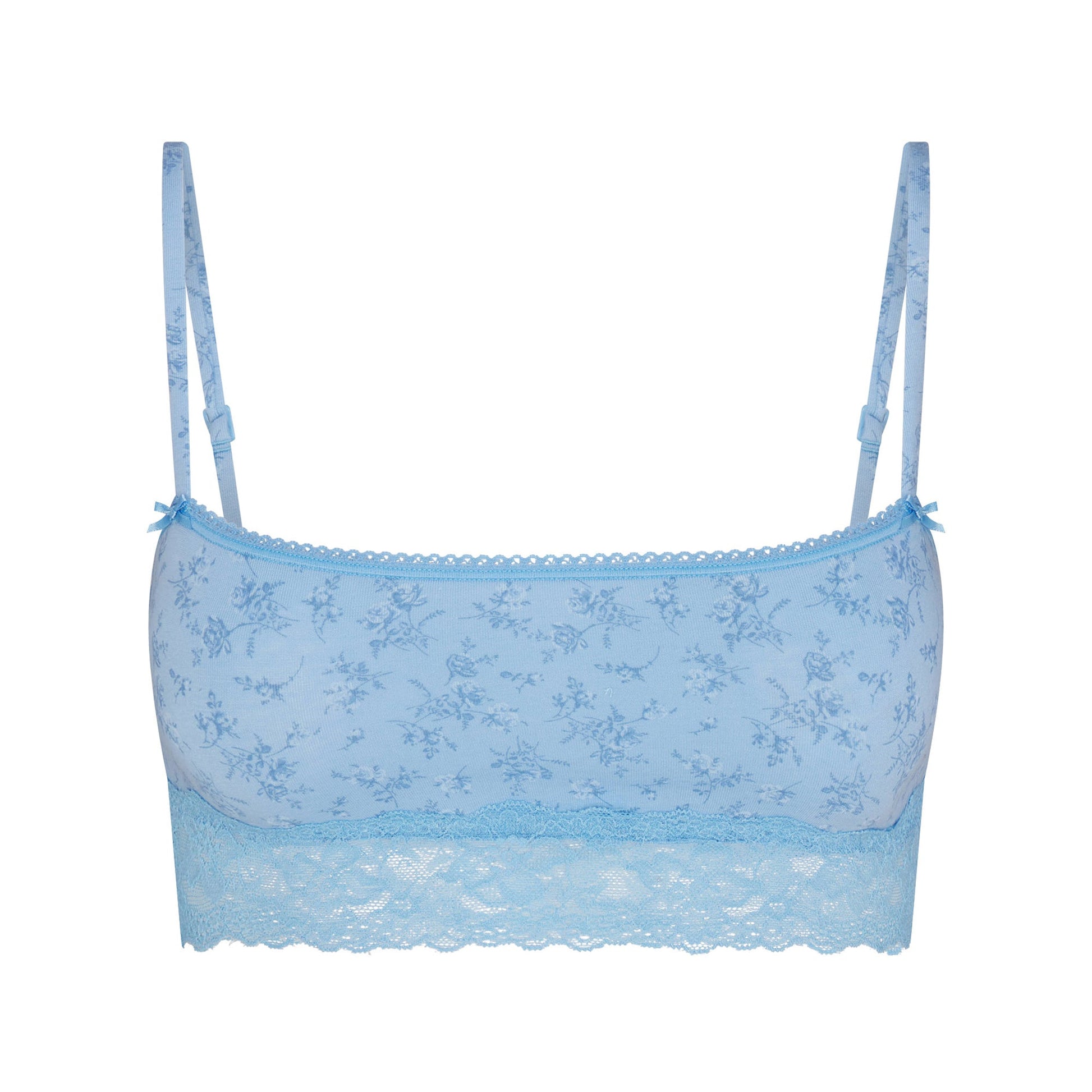 LIGHTWEIGHT COTTON STRAIGHT NECK BRALETTE | SURF DAINTY FLORAL PRINT