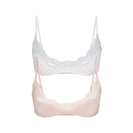 FITS EVERYBODY LACE SCOOP BRALETTE 2-PACK | DUSTY PINK AND PIN DOT