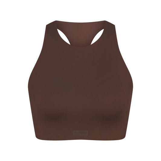 NikeSKIMS MATTE HIGH NECK BRA | DARK SEPIA