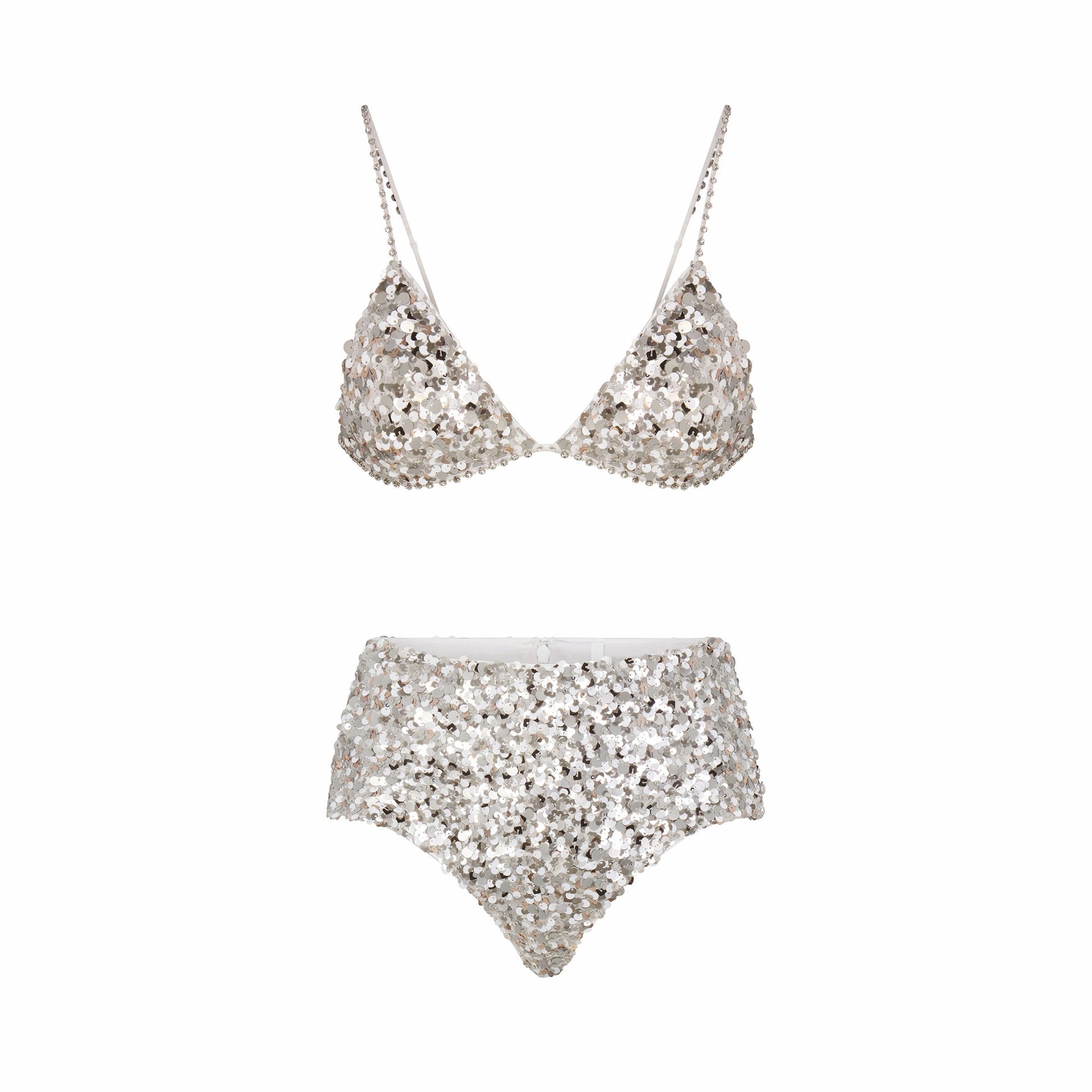 NOVELTY INTIMATES SEQUIN BRALETTE AND HIPSTER SET | SNOW