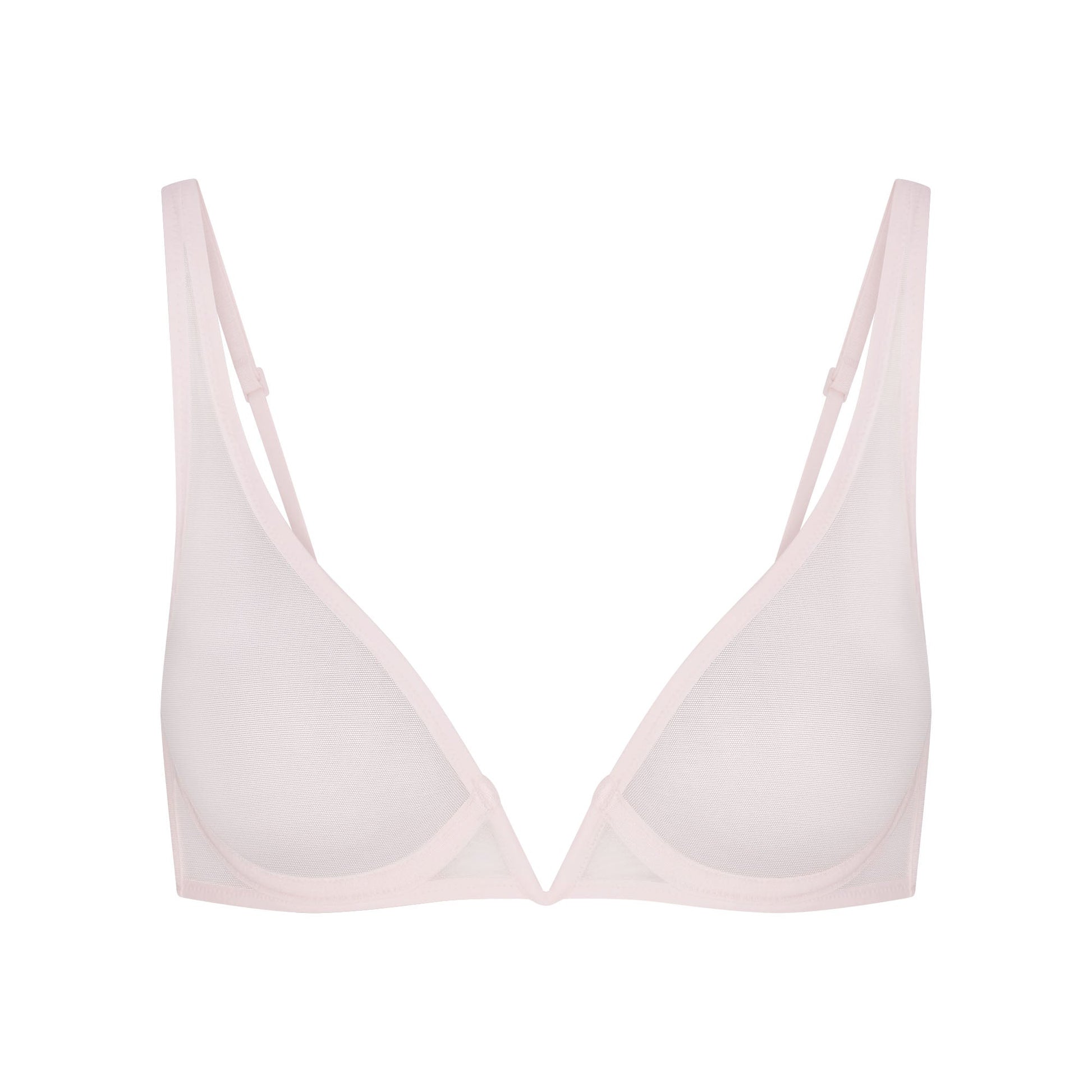 ULTRA FINE MESH DEEP PLUNGE BRA | BARELY PINK