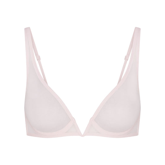 ULTRA FINE MESH DEEP PLUNGE BRA | BARELY PINK