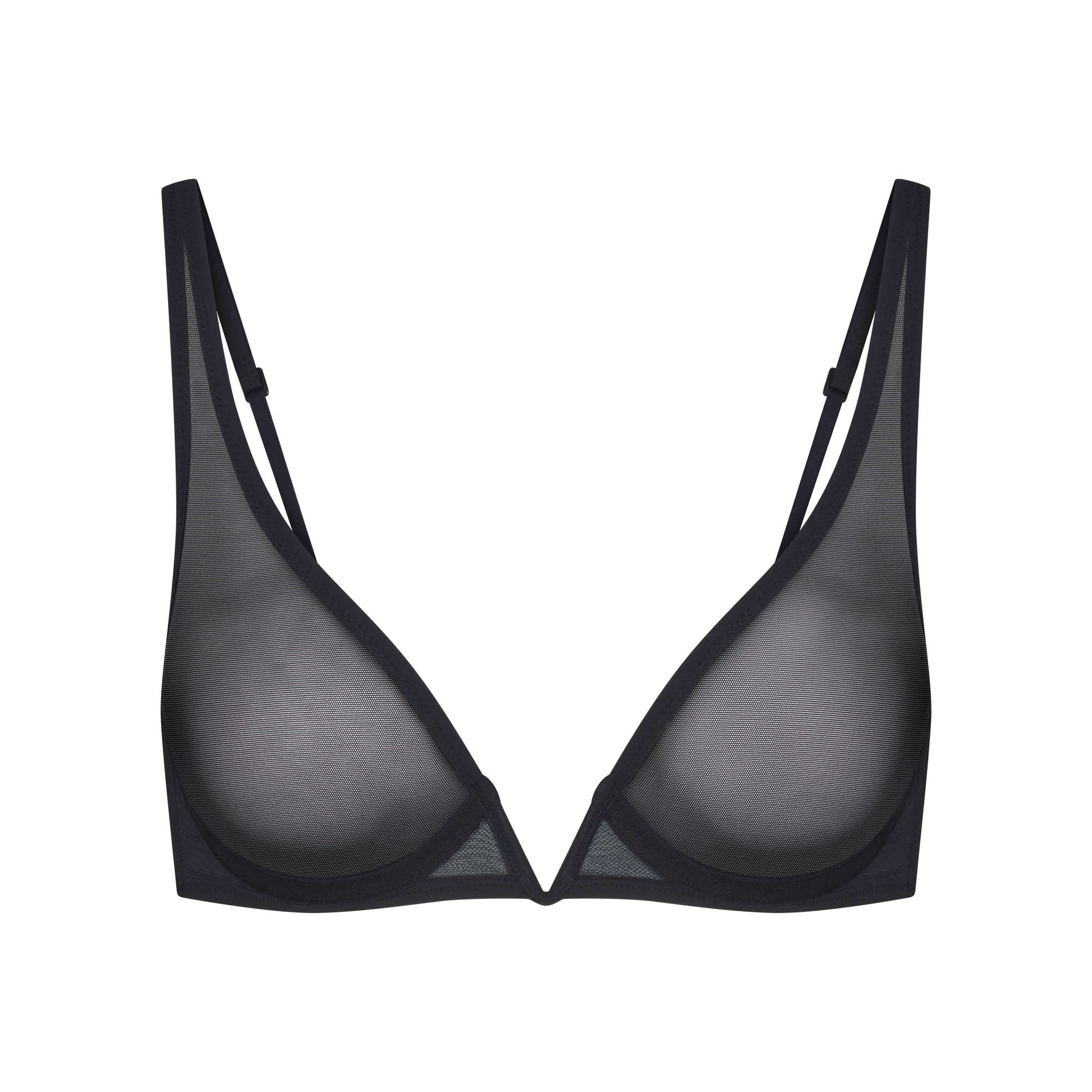 ULTRA FINE MESH DEEP PLUNGE BRA | OBSIDIAN