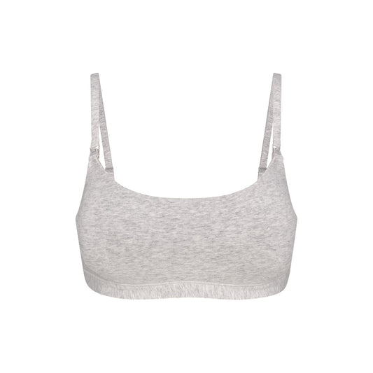 COTTON JERSEY MATERNITY NURSING SCOOP BRALETTE | LIGHT HEATHER GREY