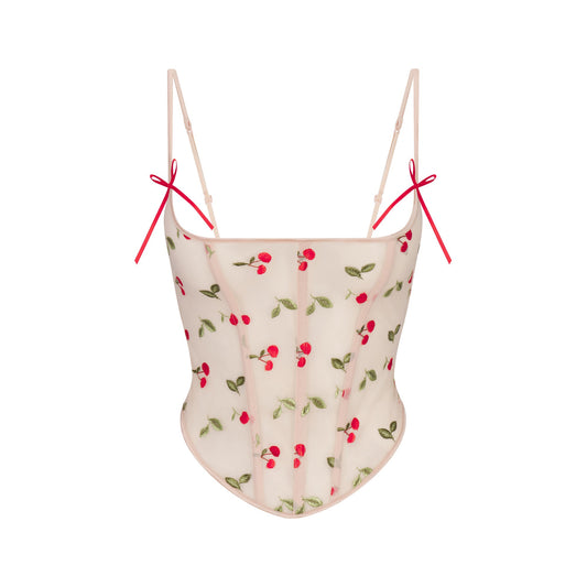 EMBROIDERED TULLE CORSET | PRIMROSE CHERRY TULLE