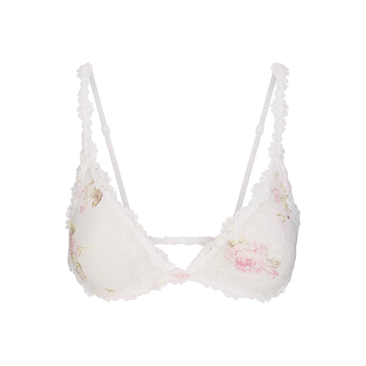 STRETCH LACE TRIANGLE BRALETTE | SNOW VINTAGE FLORAL PRINT