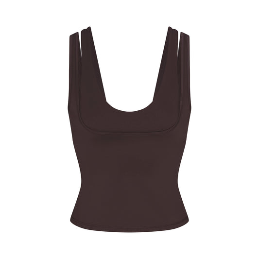 NikeSKIMS MATTE DOUBLE STRAP SCOOP TANK | DARK SEPIA