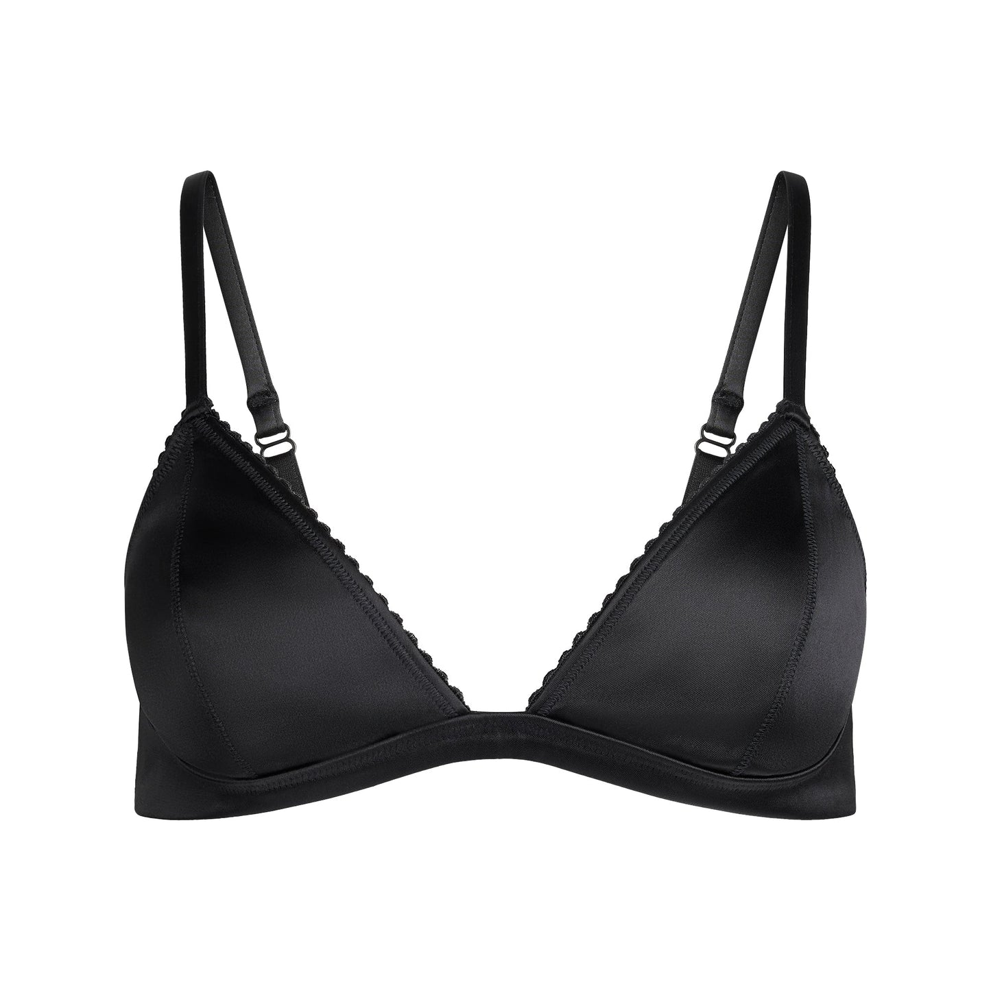 HEAVYWEIGHT SATIN TRIANGLE BRALETTE | ONYX