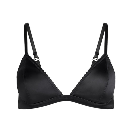 HEAVYWEIGHT SATIN TRIANGLE BRALETTE | ONYX