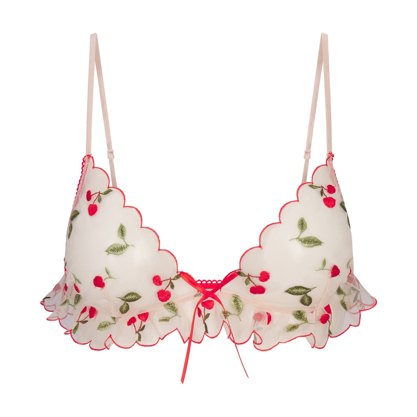 EMBROIDERED TULLE SKIMPY TRIANGLE BRALETTE | PRIMROSE CHERRY TULLE