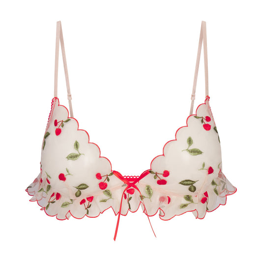 EMBROIDERED TULLE SKIMPY TRIANGLE BRALETTE | PRIMROSE CHERRY TULLE