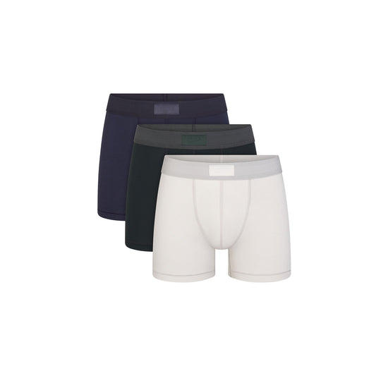SKIMS COTTON MENS 3" BOXER BRIEF 3-PACK | BLUE BLACK MULTI