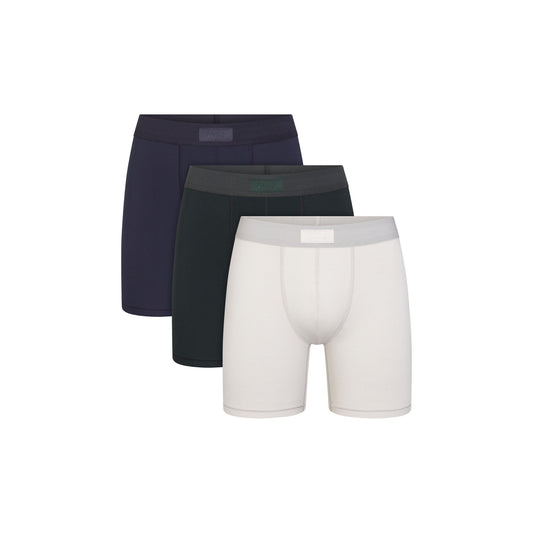 SKIMS COTTON MENS 5" BOXER BRIEF 3-PACK | BLUE BLACK MULTI
