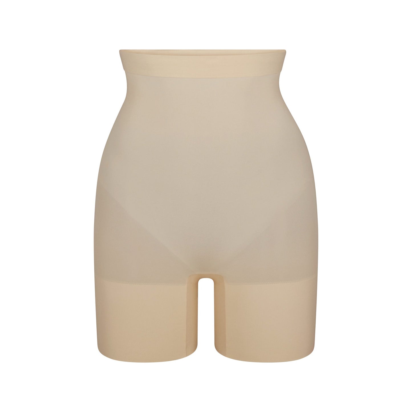 SHEER SEAMLESS HIGH-WAISTED MID THIGH SHORT | SAND
