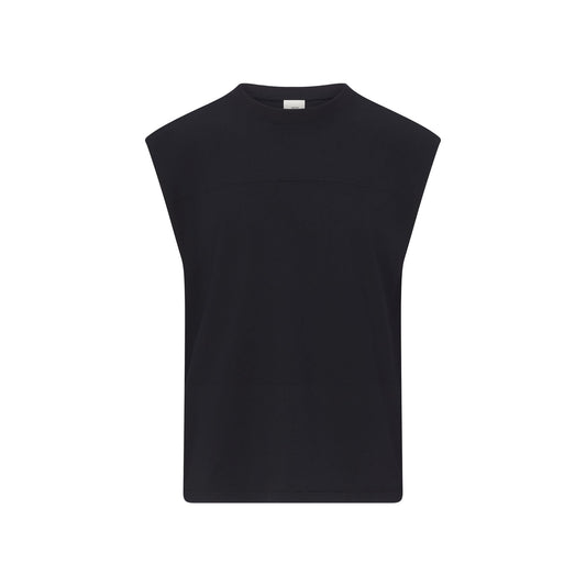 HEAVYWEIGHT COTTON MENS CROPPED MUSCLE TANK | OBSIDIAN