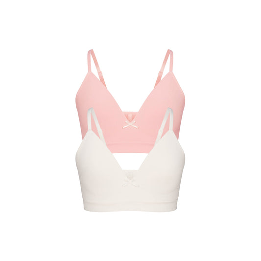 COTTON SEAMLESS JUNIORS TRAINING BRA 2-PACK | MARBLE AND BALLET