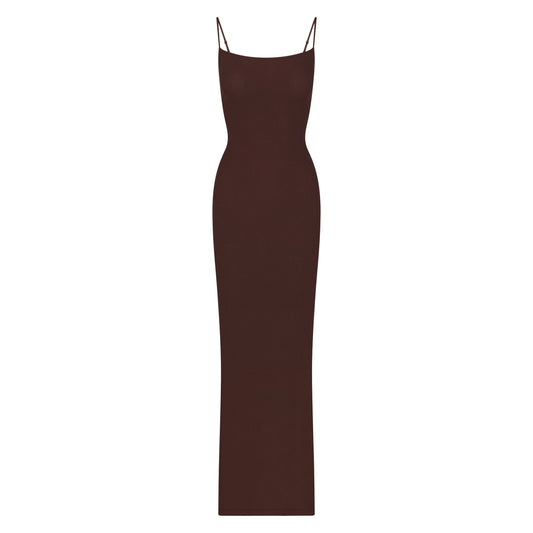 SOFT LOUNGE LONG SLIP DRESS | COCOA