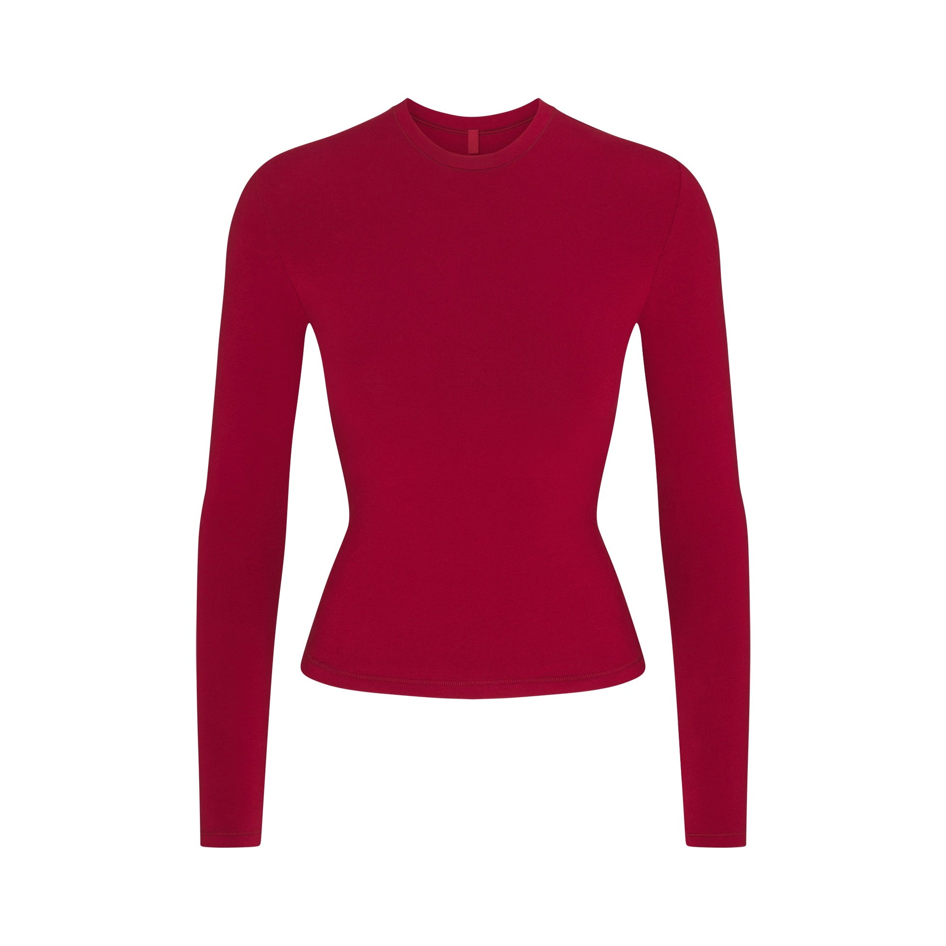 COTTON JERSEY LONG SLEEVE T-SHIRT | BRICK