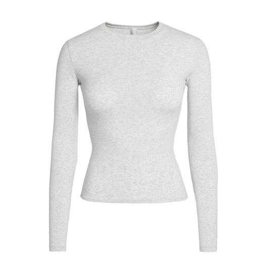 COTTON JERSEY LONG SLEEVE T-SHIRT | LIGHT HEATHER GREY