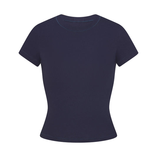 COTTON RIB T-SHIRT | NAVY