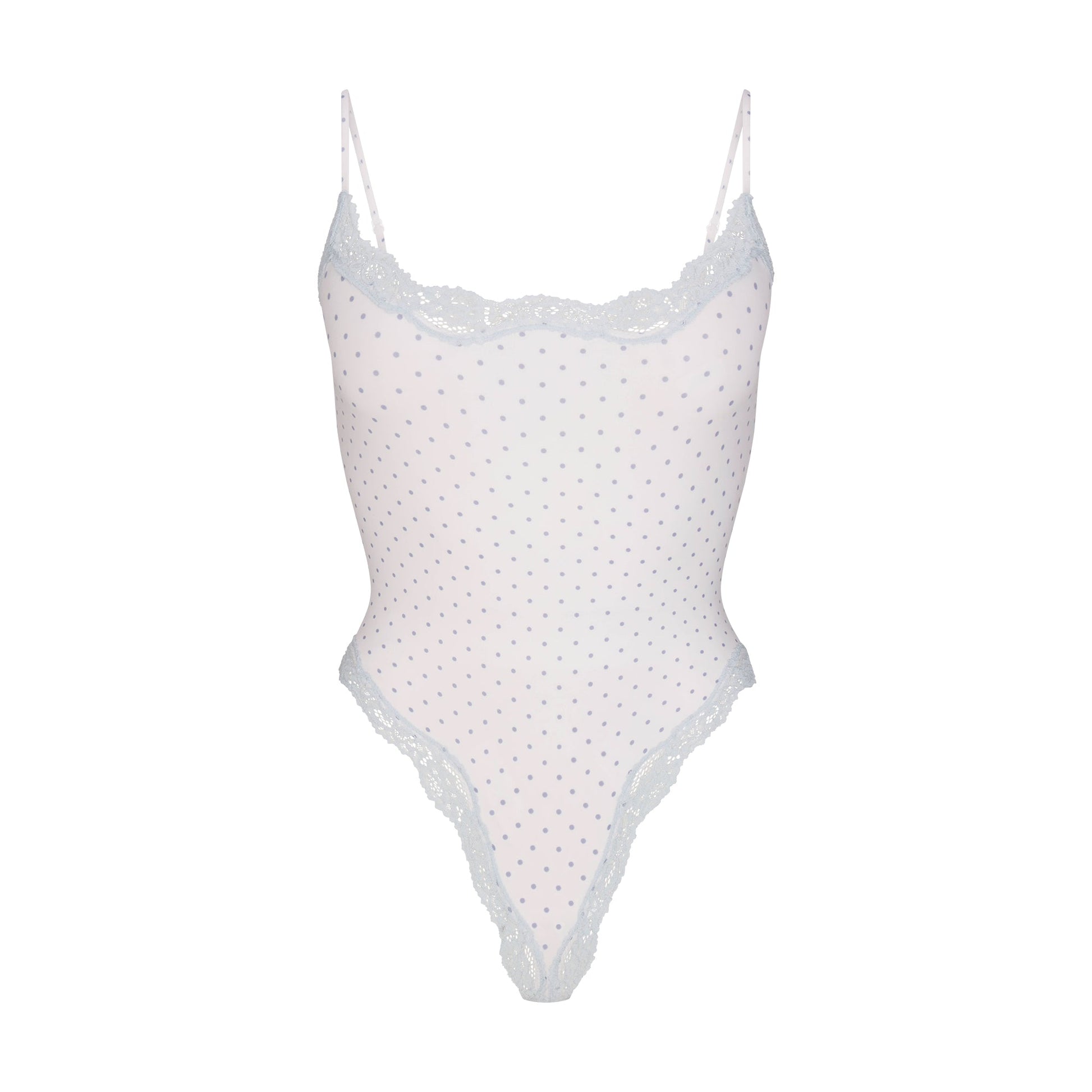 FITS EVERYBODY LACE CAMI BODYSUIT | SLATE PIN DOT PRINT