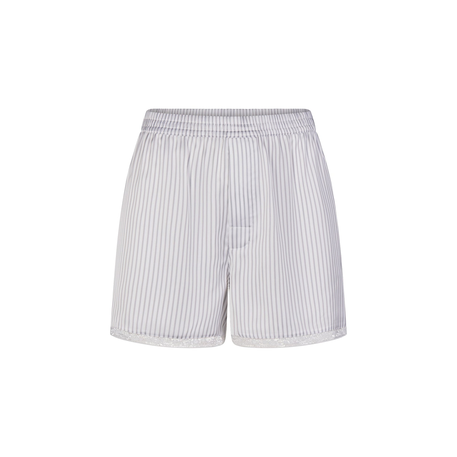 WOVEN SHINE LACE BOXER | SILVER TRIPLE PINSTRIPE