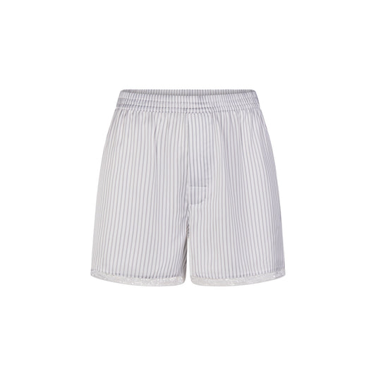 WOVEN SHINE LACE BOXER | SILVER TRIPLE PINSTRIPE