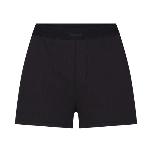 COTTON RIB LOOSE BOXER | SOOT