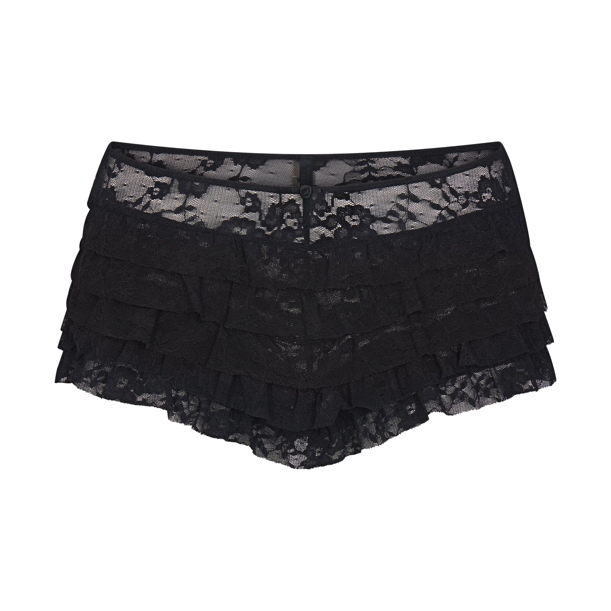STRETCH LACE RUFFLE SHORT | SOOT