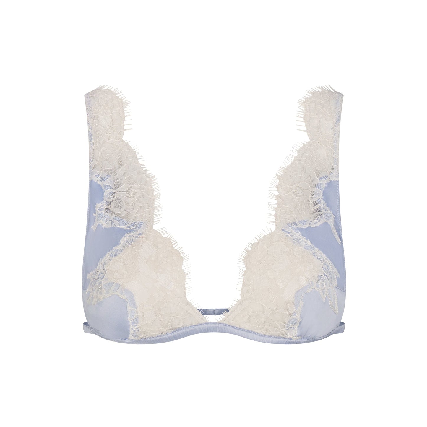 SILK LACE PLUNGE BRALETTE | PERIWINKLE CONTRAST