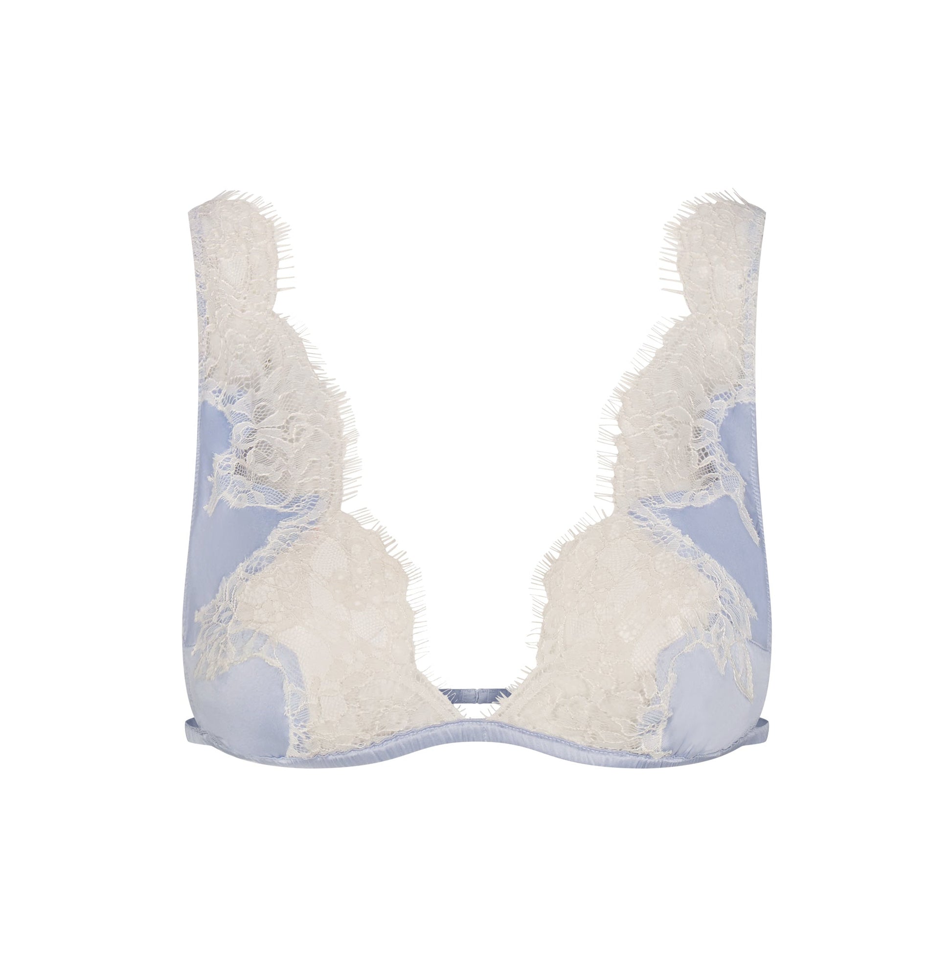 SILK LACE PLUNGE BRALETTE | PERIWINKLE CONTRAST