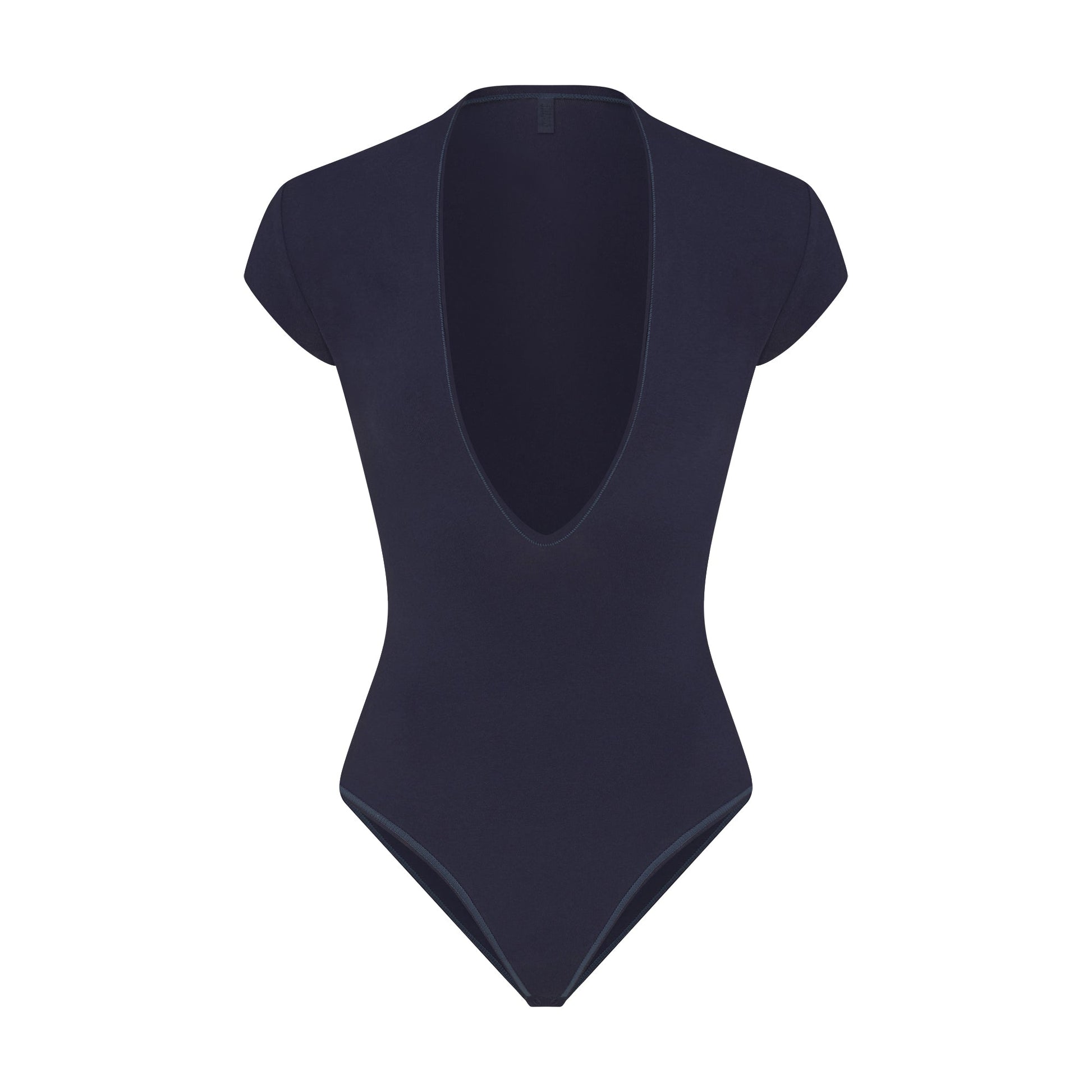COTTON JERSEY DEEP PLUNGE BODYSUIT | NAVY