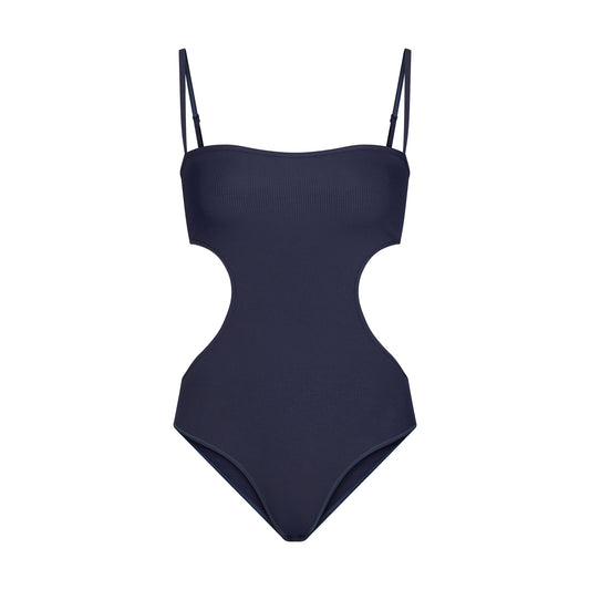 COTTON RIB CUT OUT BODYSUIT | NAVY