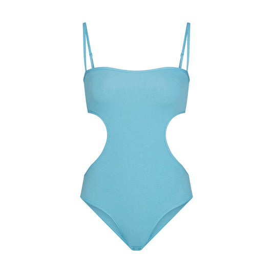 COTTON RIB CUT OUT BODYSUIT | WATER