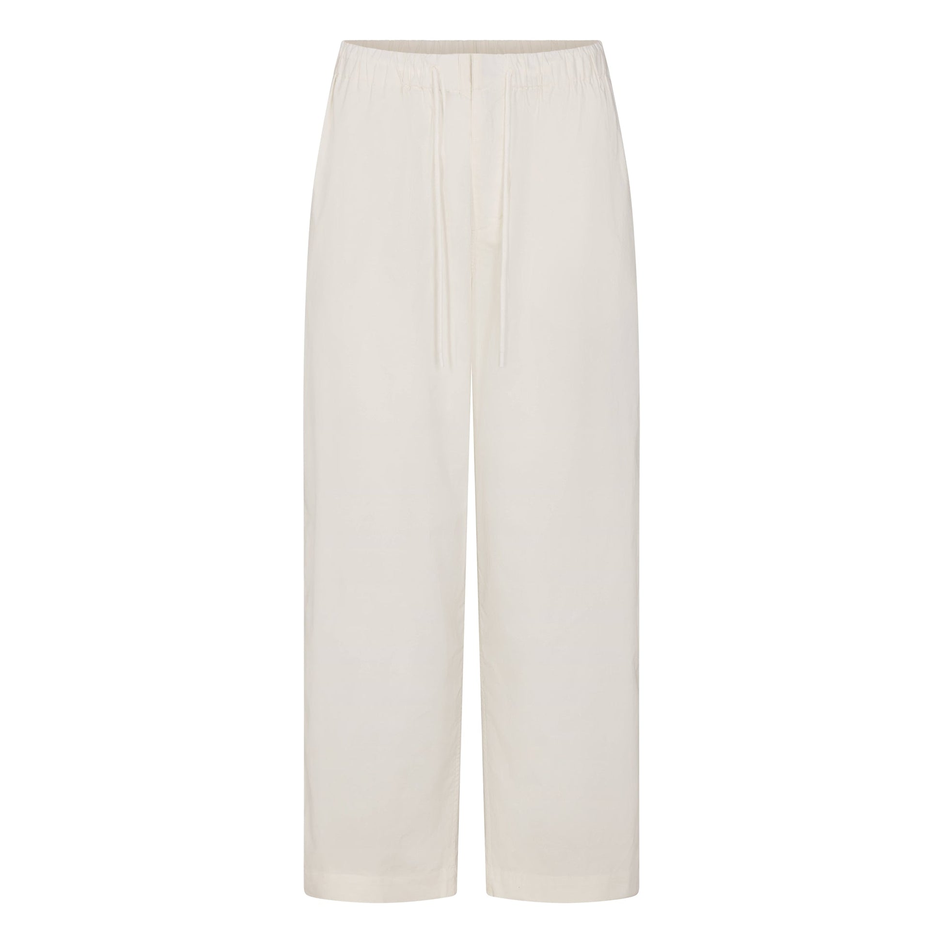 WOVEN COTTON OVERSIZED STRAIGHT LEG PANT | EGRET