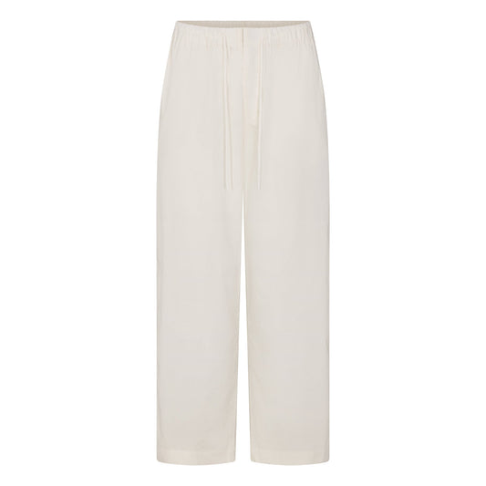 WOVEN COTTON OVERSIZED STRAIGHT LEG PANT | EGRET