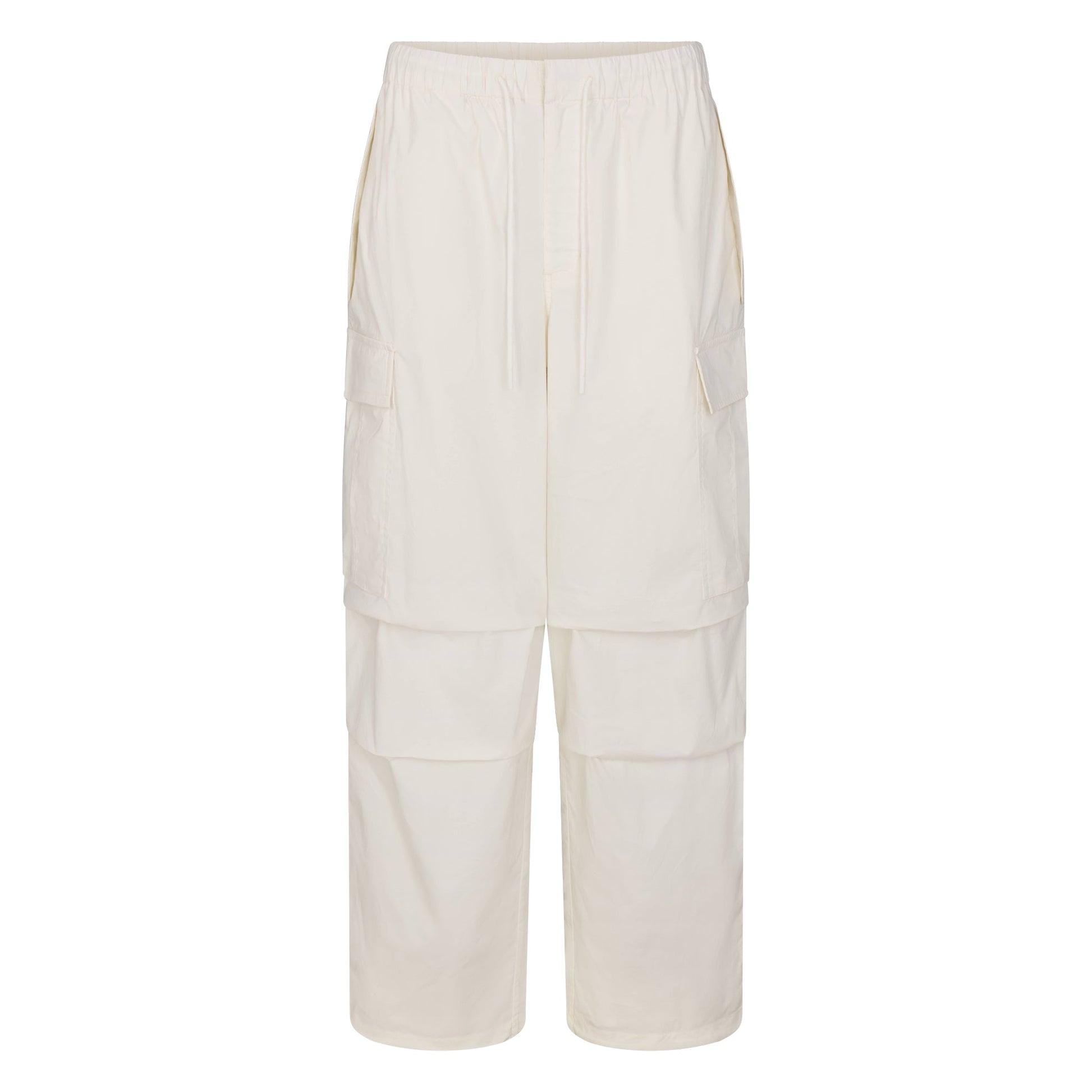 WOVEN COTTON OVERSIZED LOW RISE CARGO PANT | EGRET