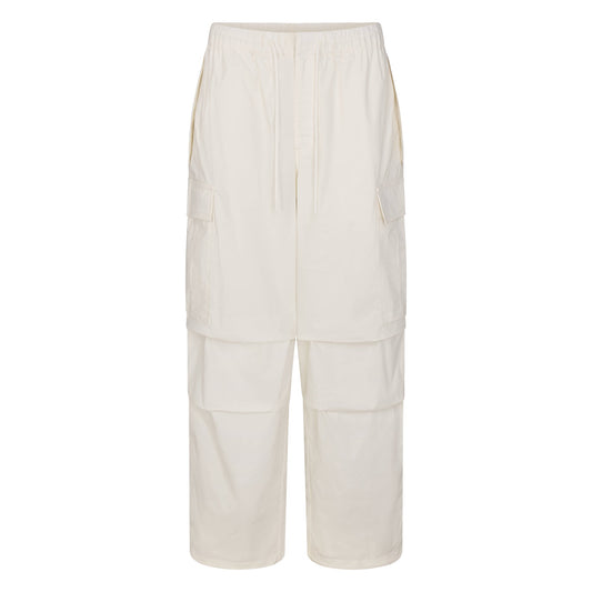 WOVEN COTTON OVERSIZED LOW RISE CARGO PANT | EGRET