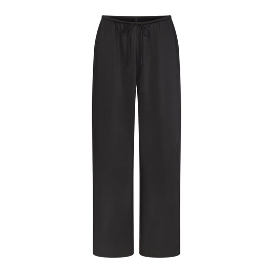 LIGHTWEIGHT SATIN STRAIGHT LEG PANT | OBSIDIAN
