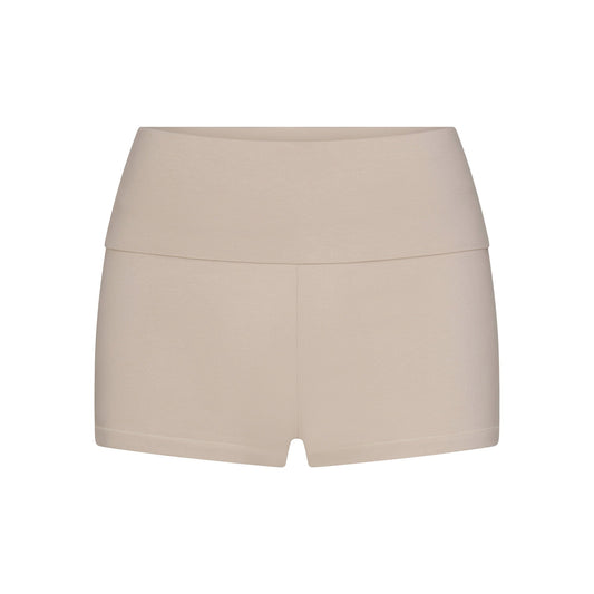 COTTON JERSEY FOLDOVER SHORT | STONE