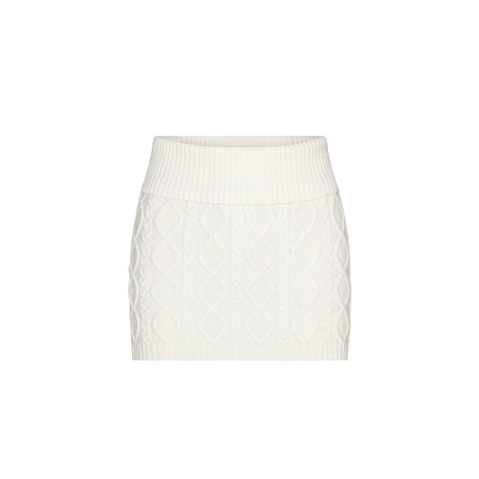 SWEATER KNITS CABLE KNIT MINI SKIRT | IVORY