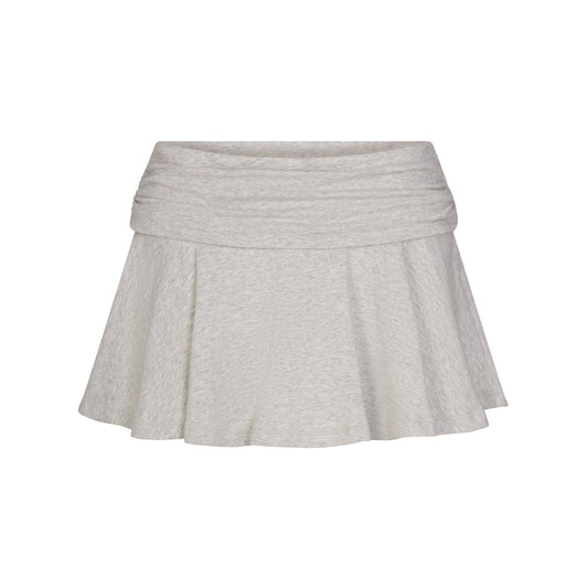 COTTON JERSEY FOLDOVER MINI SKORT | LIGHT HEATHER GREY