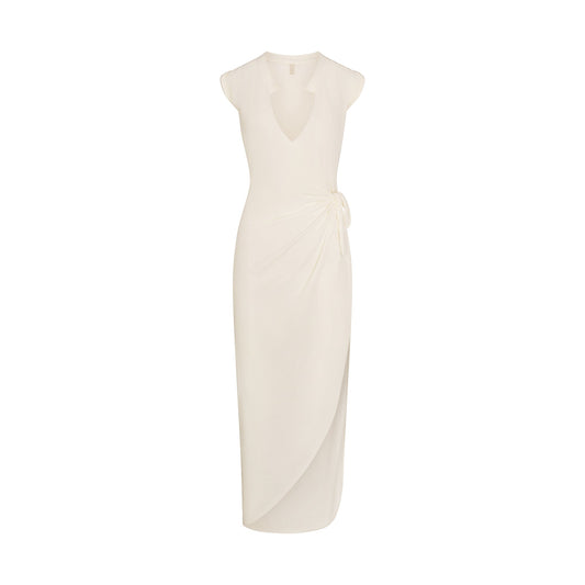 SWIM COVER-UPS COTTON TIE DRESS | EGRET